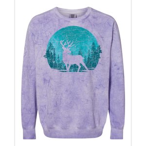 Forest Wildlife Animal Lover Deer Outdoors Trees Nature Colorblast Crewneck Sweatshirt