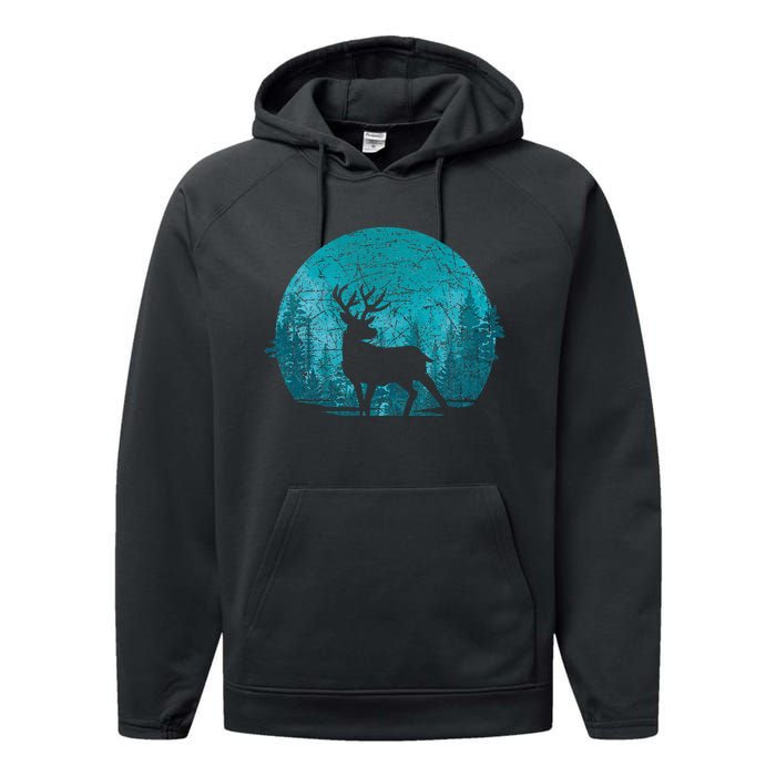 Forest Wildlife Animal Lover Deer Outdoors Trees Nature Performance Fleece Hoodie