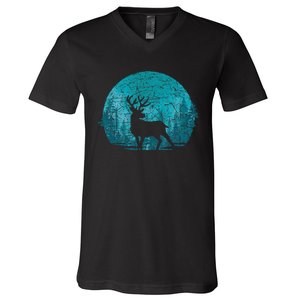 Forest Wildlife Animal Lover Deer Outdoors Trees Nature V-Neck T-Shirt