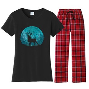 Forest Wildlife Animal Lover Deer Outdoors Trees Nature Women's Flannel Pajama Set