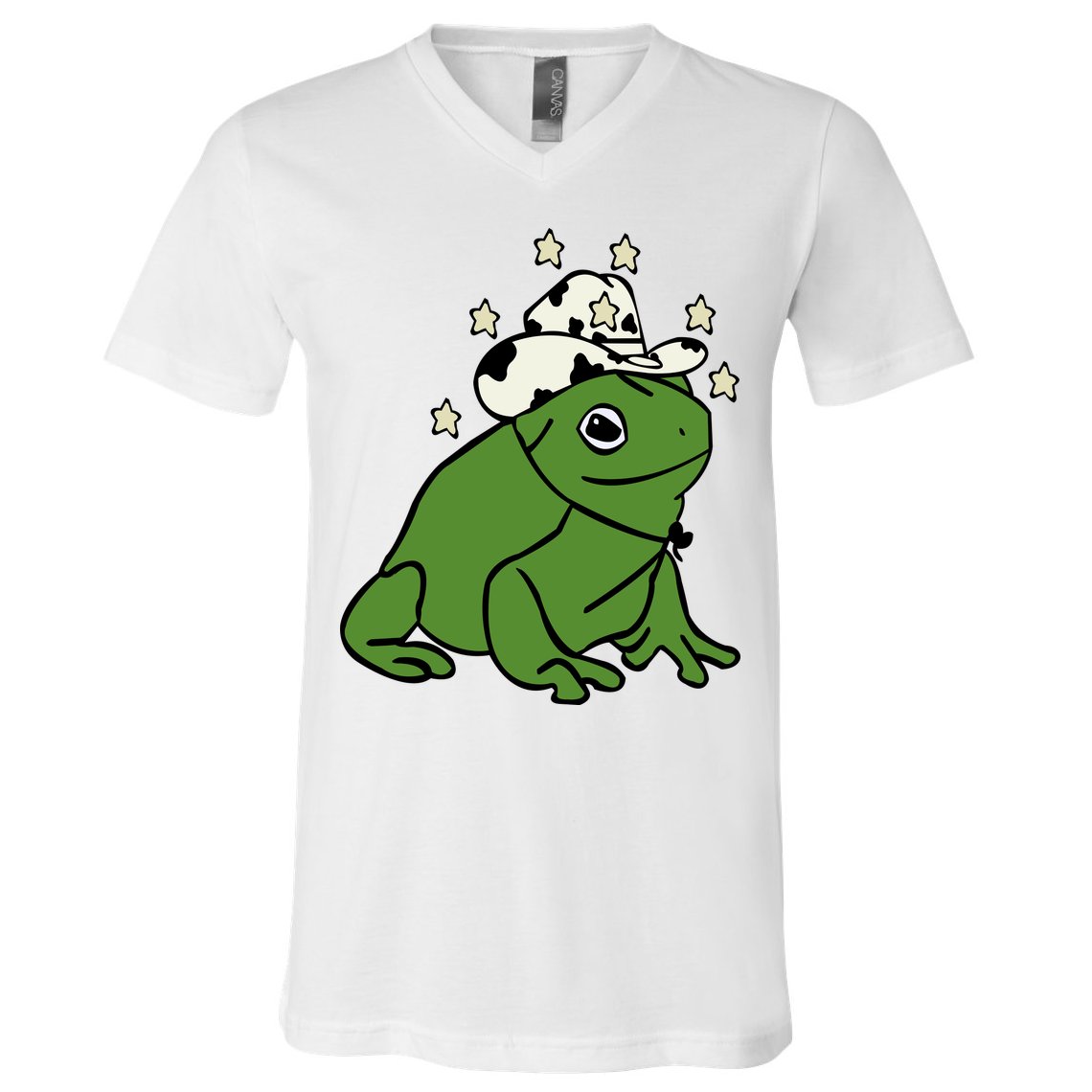 Frog With A Cowboy Hat V-Neck T-Shirt
