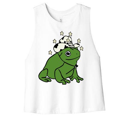 Frog With A Cowboy Hat Women's Racerback Cropped Tank