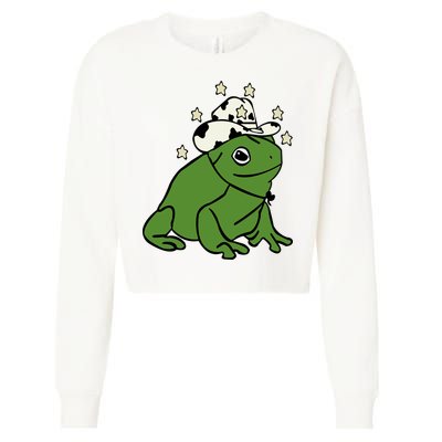 Frog With A Cowboy Hat Cropped Pullover Crew