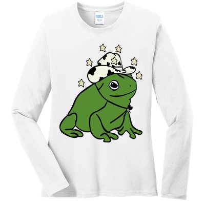 Frog With A Cowboy Hat Ladies Long Sleeve Shirt