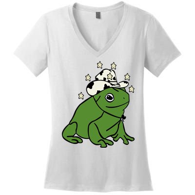 Frog With A Cowboy Hat Women's V-Neck T-Shirt