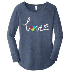 For Women Autism Awareness Tee Plus Size Women's Perfect Tri Tunic Long Sleeve Shirt