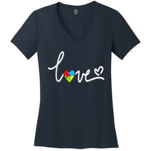 For Women Autism Awareness Tee Plus Size Women's V-Neck T-Shirt