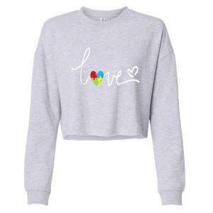 For Women Autism Awareness Tee Plus Size Cropped Pullover Crew