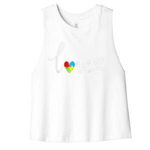 For Women Autism Awareness Tee Plus Size Women's Racerback Cropped Tank