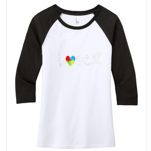 For Women Autism Awareness Tee Plus Size Women's Tri-Blend 3/4-Sleeve Raglan Shirt