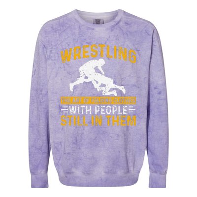 Funny Wrestling Art Of Folding Clothes With People In Them Colorblast Crewneck Sweatshirt