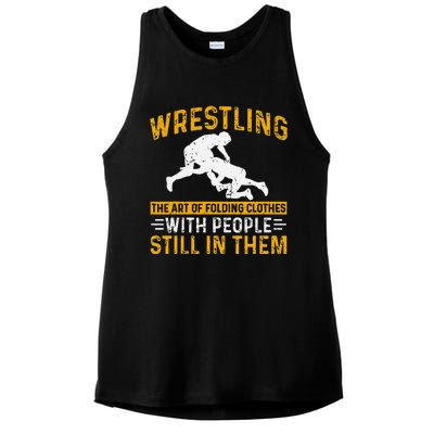 Funny Wrestling Art Of Folding Clothes With People In Them Ladies PosiCharge Tri-Blend Wicking Tank