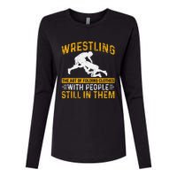 Funny Wrestling Art Of Folding Clothes With People In Them Womens Cotton Relaxed Long Sleeve T-Shirt