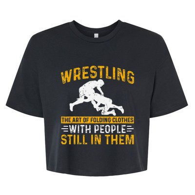 Funny Wrestling Art Of Folding Clothes With People In Them Bella+Canvas Jersey Crop Tee