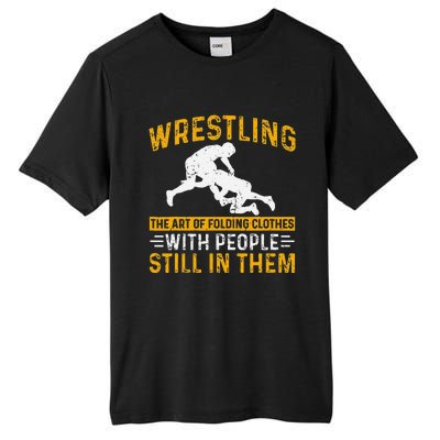 Funny Wrestling Art Of Folding Clothes With People In Them Tall Fusion ChromaSoft Performance T-Shirt