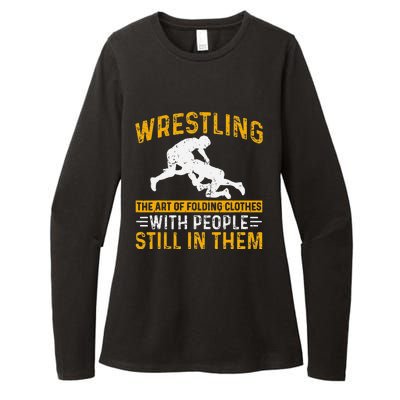 Funny Wrestling Art Of Folding Clothes With People In Them Womens CVC Long Sleeve Shirt