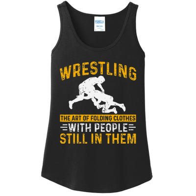 Funny Wrestling Art Of Folding Clothes With People In Them Ladies Essential Tank