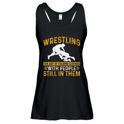 Funny Wrestling Art Of Folding Clothes With People In Them Ladies Essential Flowy Tank