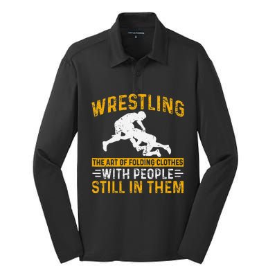 Funny Wrestling Art Of Folding Clothes With People In Them Silk Touch Performance Long Sleeve Polo