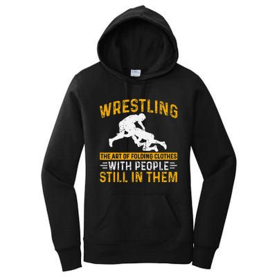 Funny Wrestling Art Of Folding Clothes With People In Them Women's Pullover Hoodie