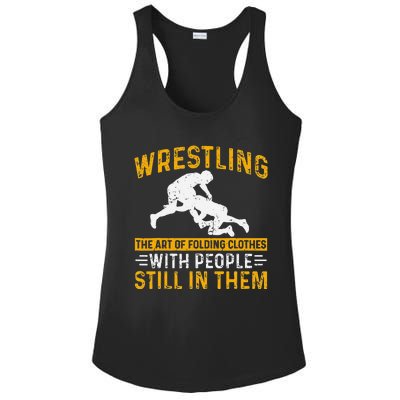 Funny Wrestling Art Of Folding Clothes With People In Them Ladies PosiCharge Competitor Racerback Tank