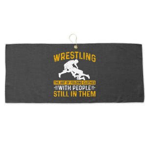 Funny Wrestling Art Of Folding Clothes With People In Them Large Microfiber Waffle Golf Towel