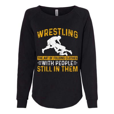 Funny Wrestling Art Of Folding Clothes With People In Them Womens California Wash Sweatshirt