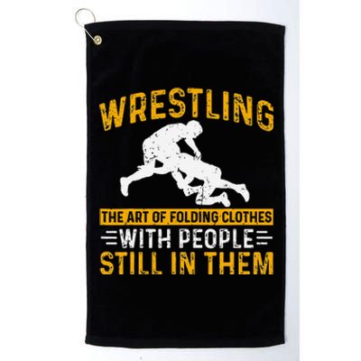 Funny Wrestling Art Of Folding Clothes With People In Them Platinum Collection Golf Towel