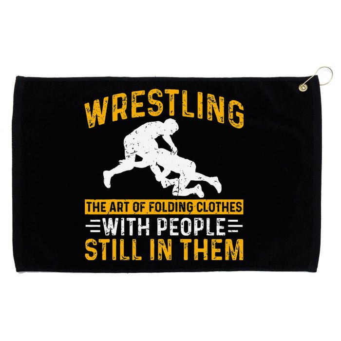 Funny Wrestling Art Of Folding Clothes With People In Them Grommeted Golf Towel