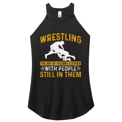 Funny Wrestling Art Of Folding Clothes With People In Them Women’s Perfect Tri Rocker Tank