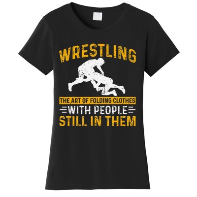 Funny Wrestling Art Of Folding Clothes With People In Them Women's T-Shirt