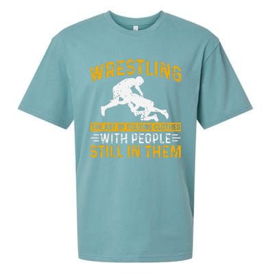 Funny Wrestling Art Of Folding Clothes With People In Them Sueded Cloud Jersey T-Shirt