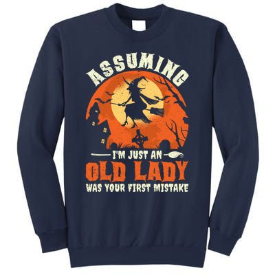 Funny Witch Assuming Im Just An Old Lady Halloween Humor Sweatshirt