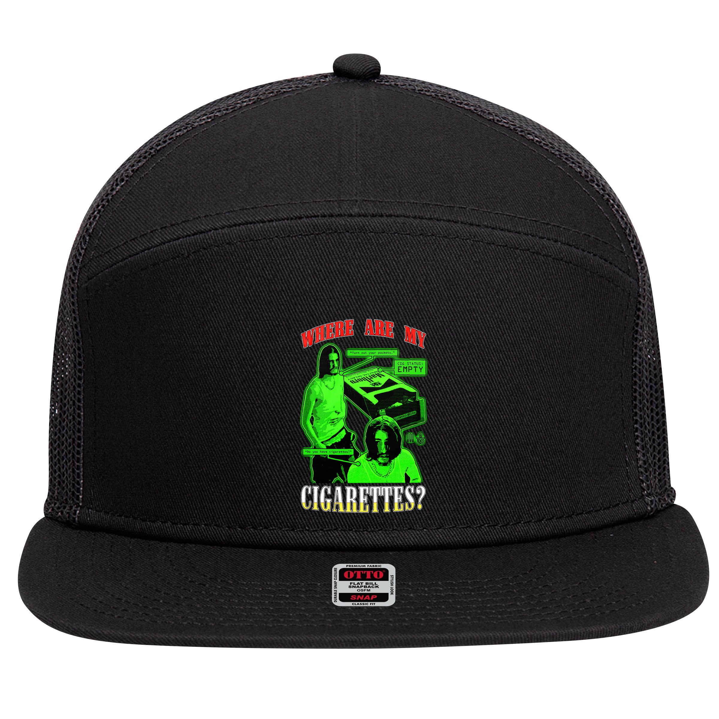 Fishtanklive Where Are My Cigarettes 7 Panel Mesh Trucker Snapback Hat
