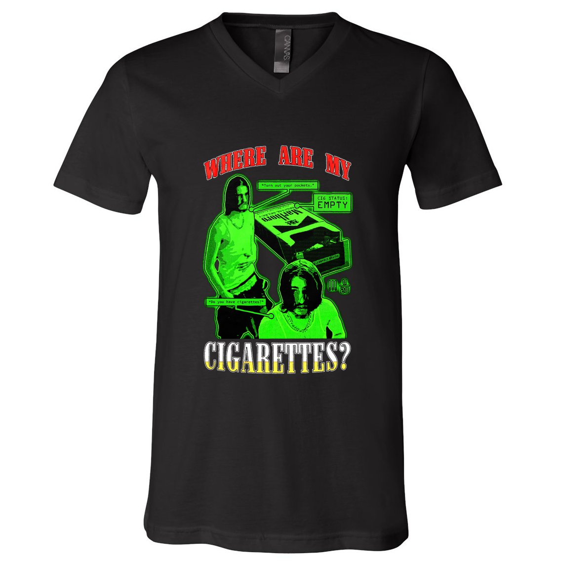 Fishtanklive Where Are My Cigarettes V-Neck T-Shirt