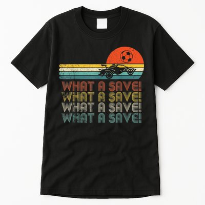 Funny What A Save Vintage Retro Rocket Soccer Car League Tall T-Shirt