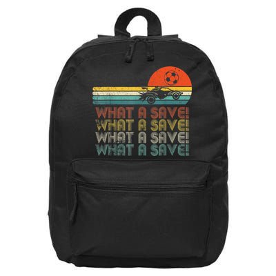 Funny What A Save Vintage Retro Rocket Soccer Car League 16 in Basic Backpack