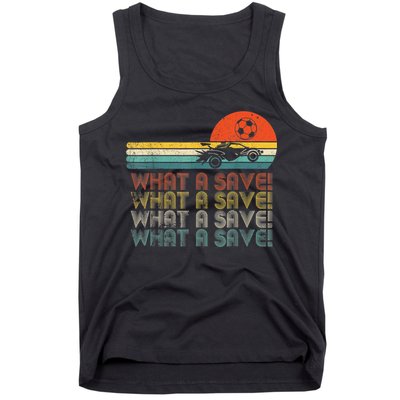 Funny What A Save Vintage Retro Rocket Soccer Car League Tank Top