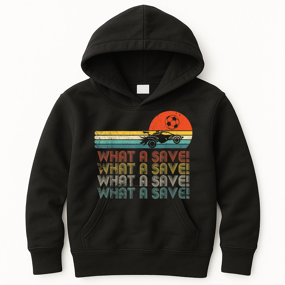 Funny What A Save Vintage Retro Rocket Soccer Car League Kids Hoodie