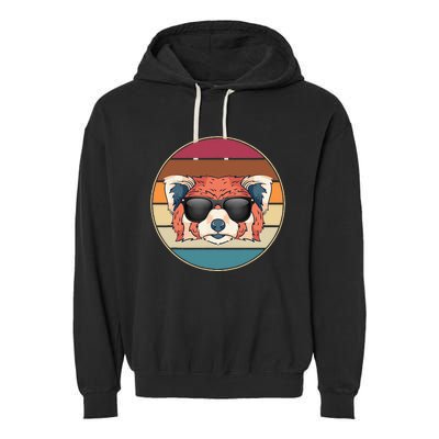 Funny Wild Animal Zoo Keeper Gift Retro Sunglasses Red Panda Garment-Dyed Fleece Hoodie