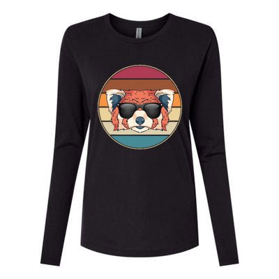 Funny Wild Animal Zoo Keeper Gift Retro Sunglasses Red Panda Womens Cotton Relaxed Long Sleeve T-Shirt