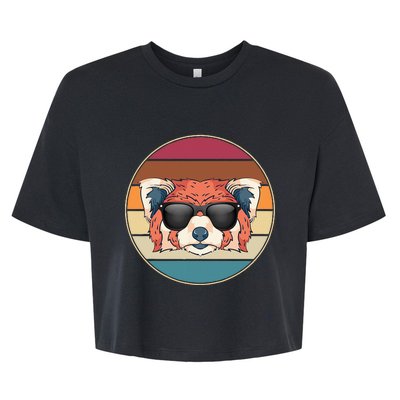 Funny Wild Animal Zoo Keeper Gift Retro Sunglasses Red Panda Bella+Canvas Jersey Crop Tee