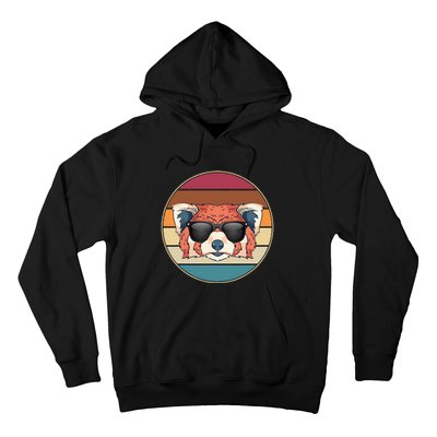 Funny Wild Animal Zoo Keeper Gift Retro Sunglasses Red Panda Hoodie