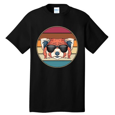 Funny Wild Animal Zoo Keeper Gift Retro Sunglasses Red Panda Tall T-Shirt