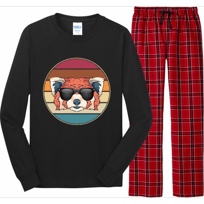 Funny Wild Animal Zoo Keeper Gift Retro Sunglasses Red Panda Long Sleeve Pajama Set