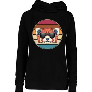 Funny Wild Animal Zoo Keeper Gift Retro Sunglasses Red Panda Womens Funnel Neck Pullover Hood