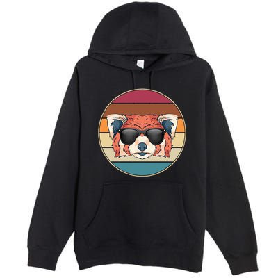 Funny Wild Animal Zoo Keeper Gift Retro Sunglasses Red Panda Premium Pullover Hoodie