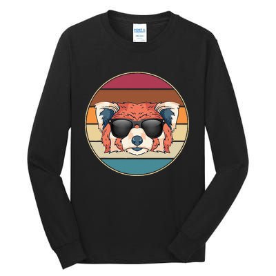 Funny Wild Animal Zoo Keeper Gift Retro Sunglasses Red Panda Tall Long Sleeve T-Shirt