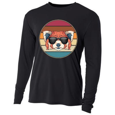 Funny Wild Animal Zoo Keeper Gift Retro Sunglasses Red Panda Cooling Performance Long Sleeve Crew