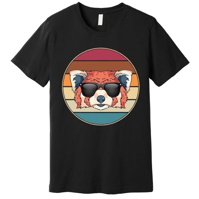 Funny Wild Animal Zoo Keeper Gift Retro Sunglasses Red Panda Premium T-Shirt